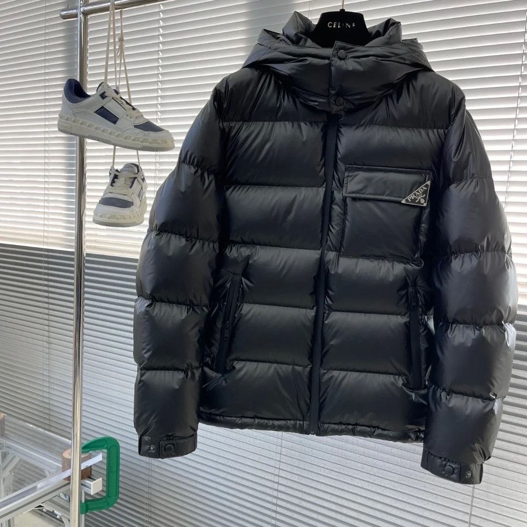 Prada classic metal triangle logo down jacket