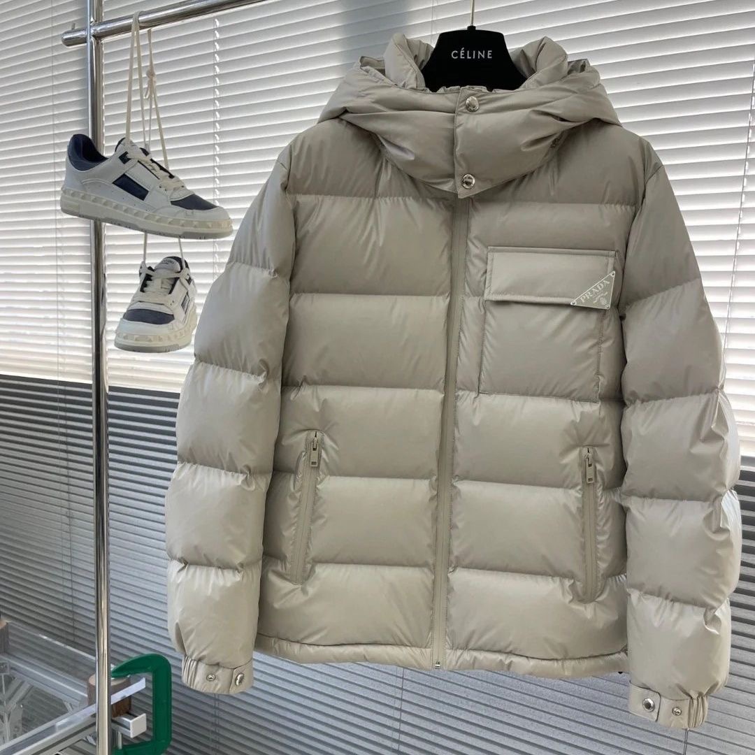Prada classic metal triangle logo down jacket