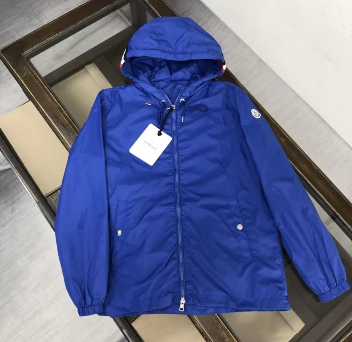 moncler windbreaker zipper jacket blue color