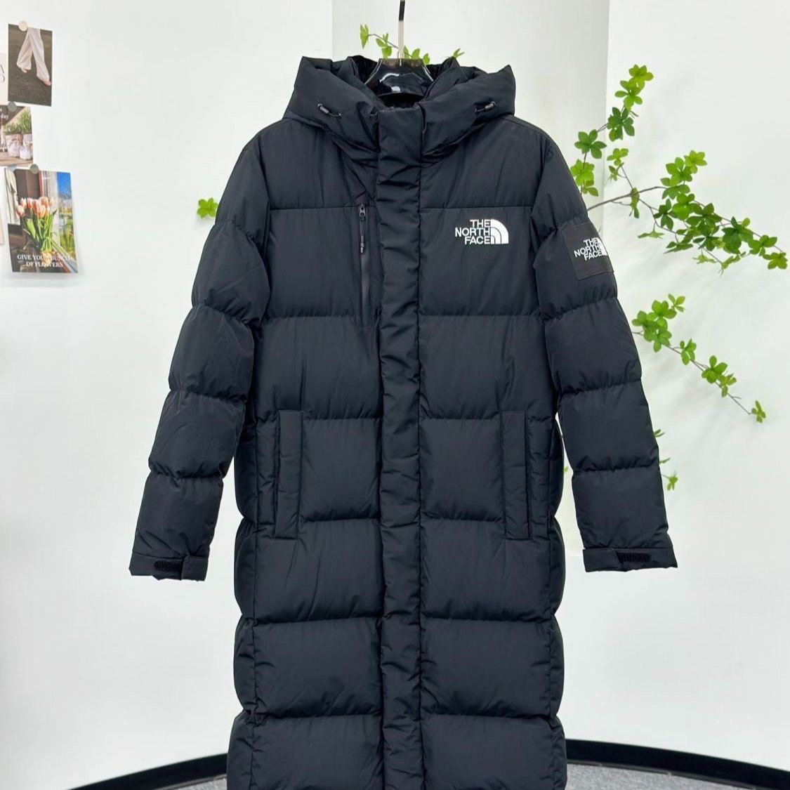 Thenorthface Long-Sleeved Knee-Length White Down Thick Insulated Down Jacket
