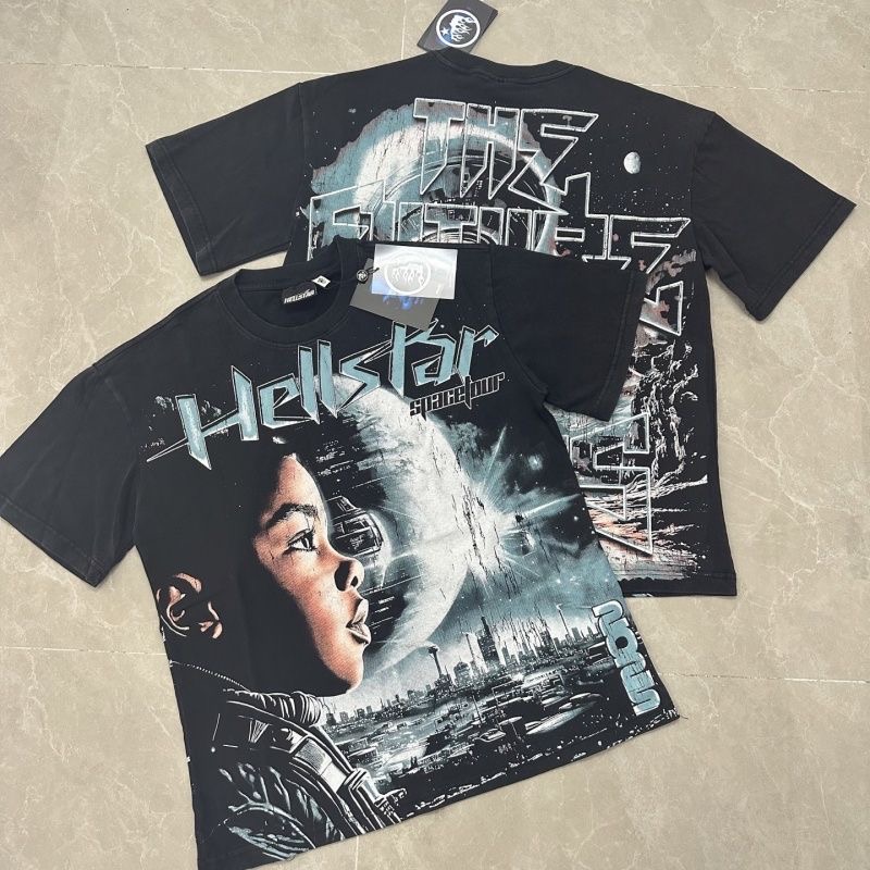 Hellstar Rock Street Astronaut Side Face Planet Short Sleeve T-shirt
