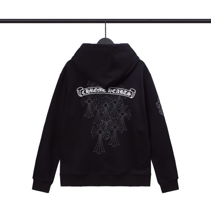 Chrome Hearts cross-printed hooded sweatshirt with Sanskrit zipper