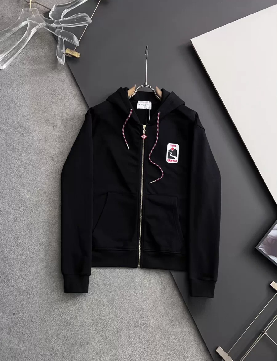 Casablanca 2025 Zipper Hoodie Black Color