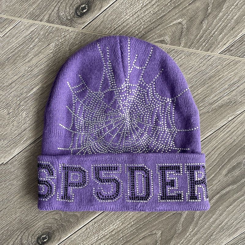 Sp5der Spider Net Beaded Knitted Cold Hat