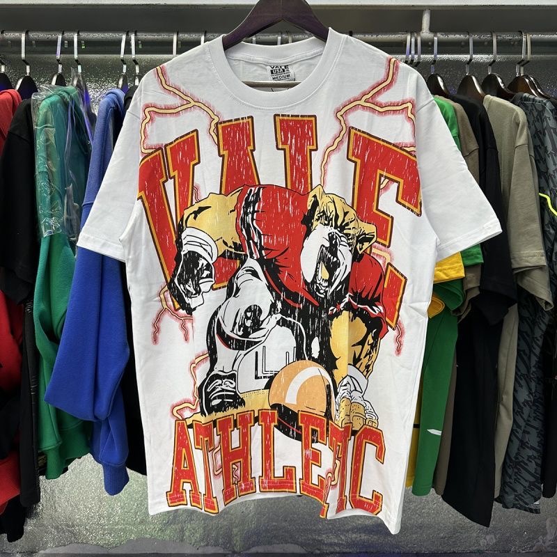 Vale Forever Street Retro Football Dog Print Short-Sleeved T-Shirt