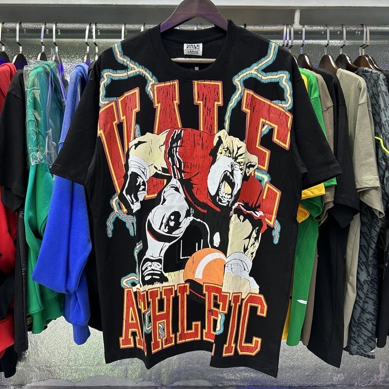 Vale Forever Street Retro Football Dog Print Short-Sleeved T-Shirt