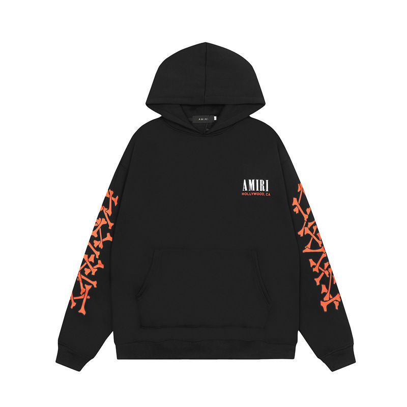 Amiri bone letter print fleece-lined hooded sweatshirt and sweatpants sport set