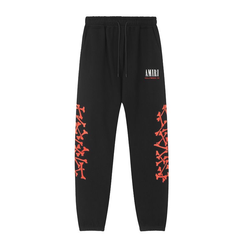 Amiri bone letter print fleece-lined hooded sweatshirt and sweatpants sport set