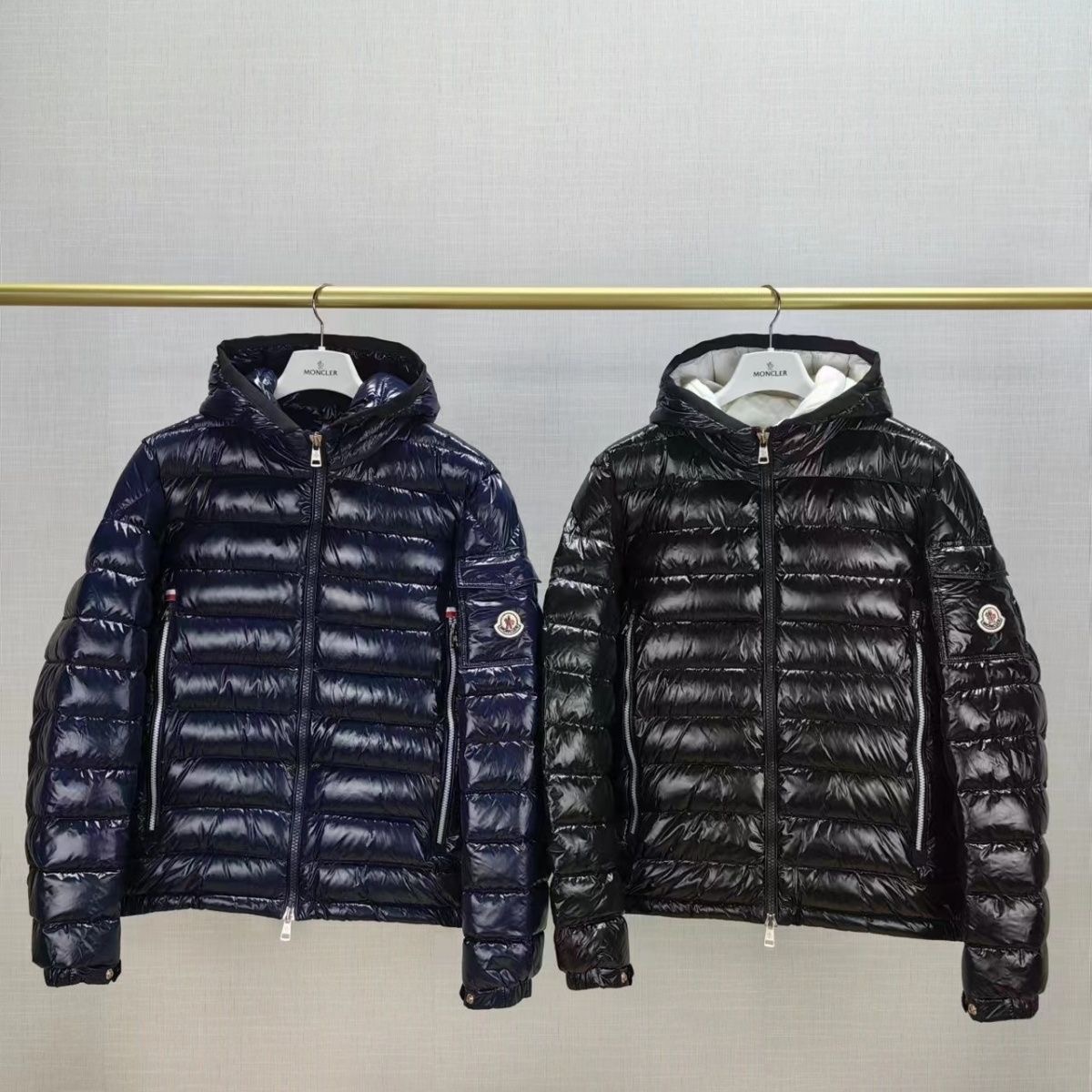 moncler The straight-cut Galion hooded down jacket and the thin down jacket with square quilting.