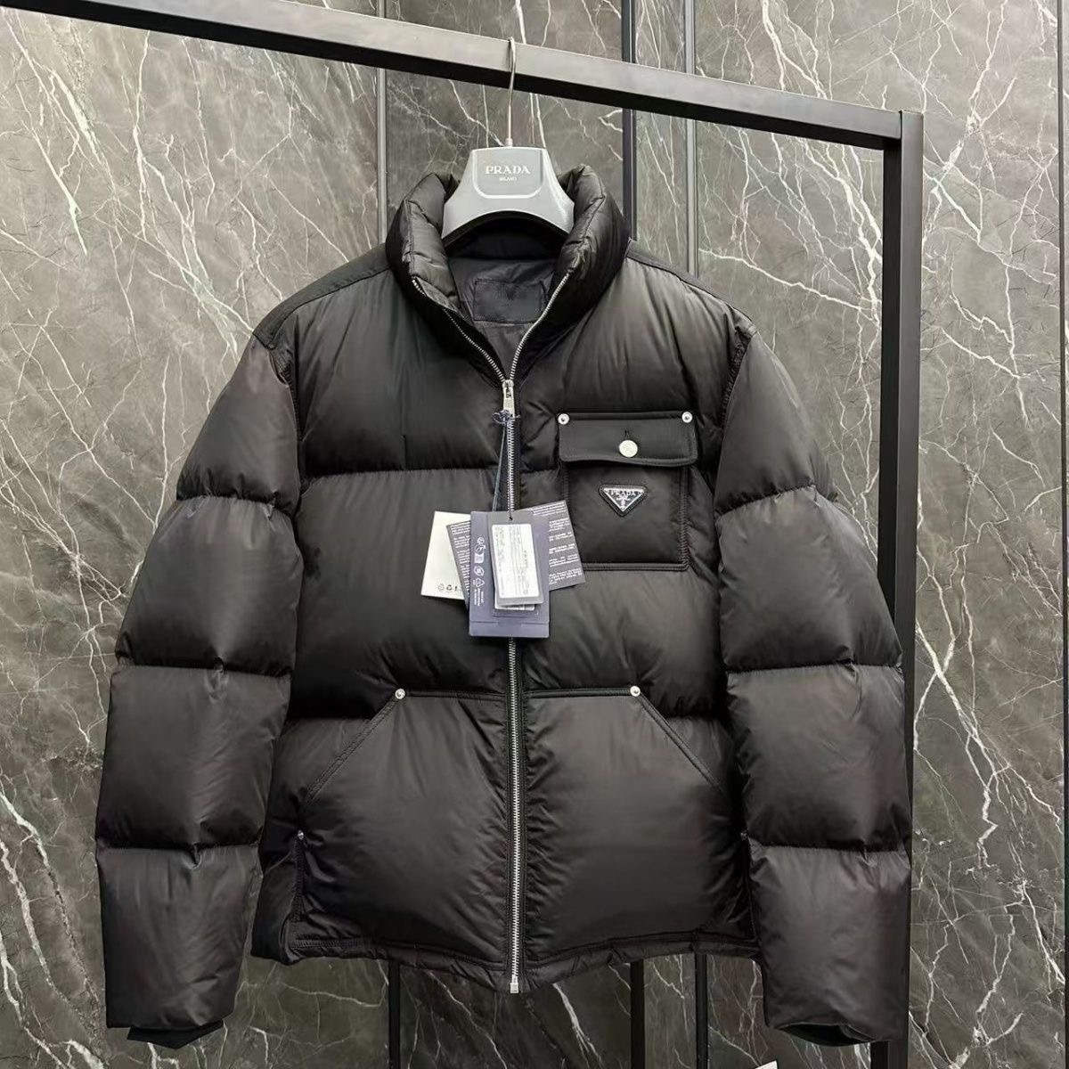 Prada thickened casual winter warm duck down hooded coat