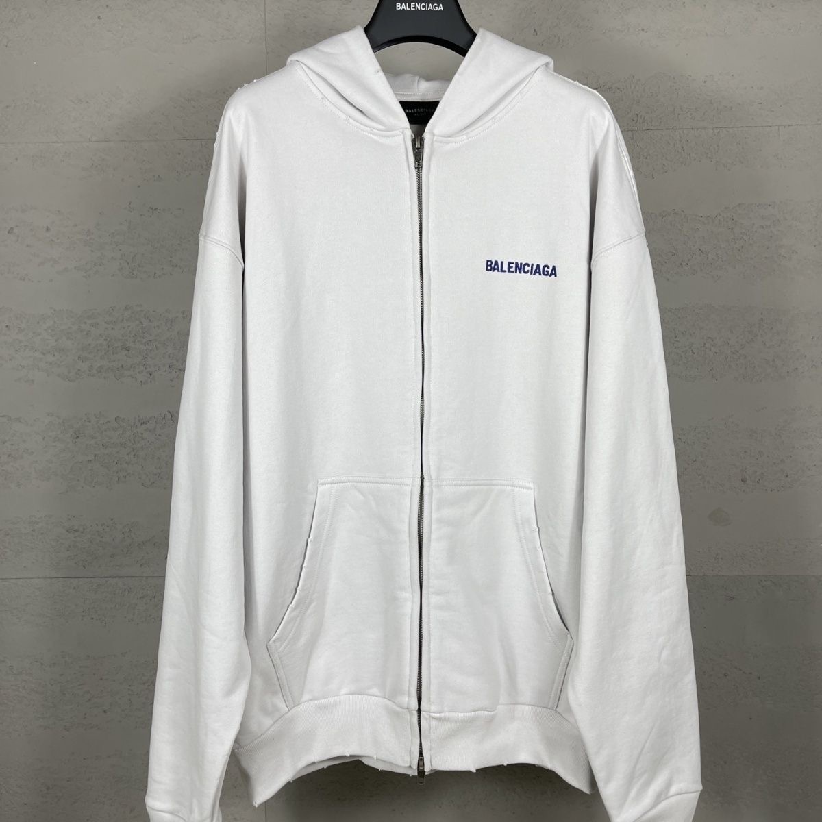 Balenciaga embroidered logo hooded zip-up jacket