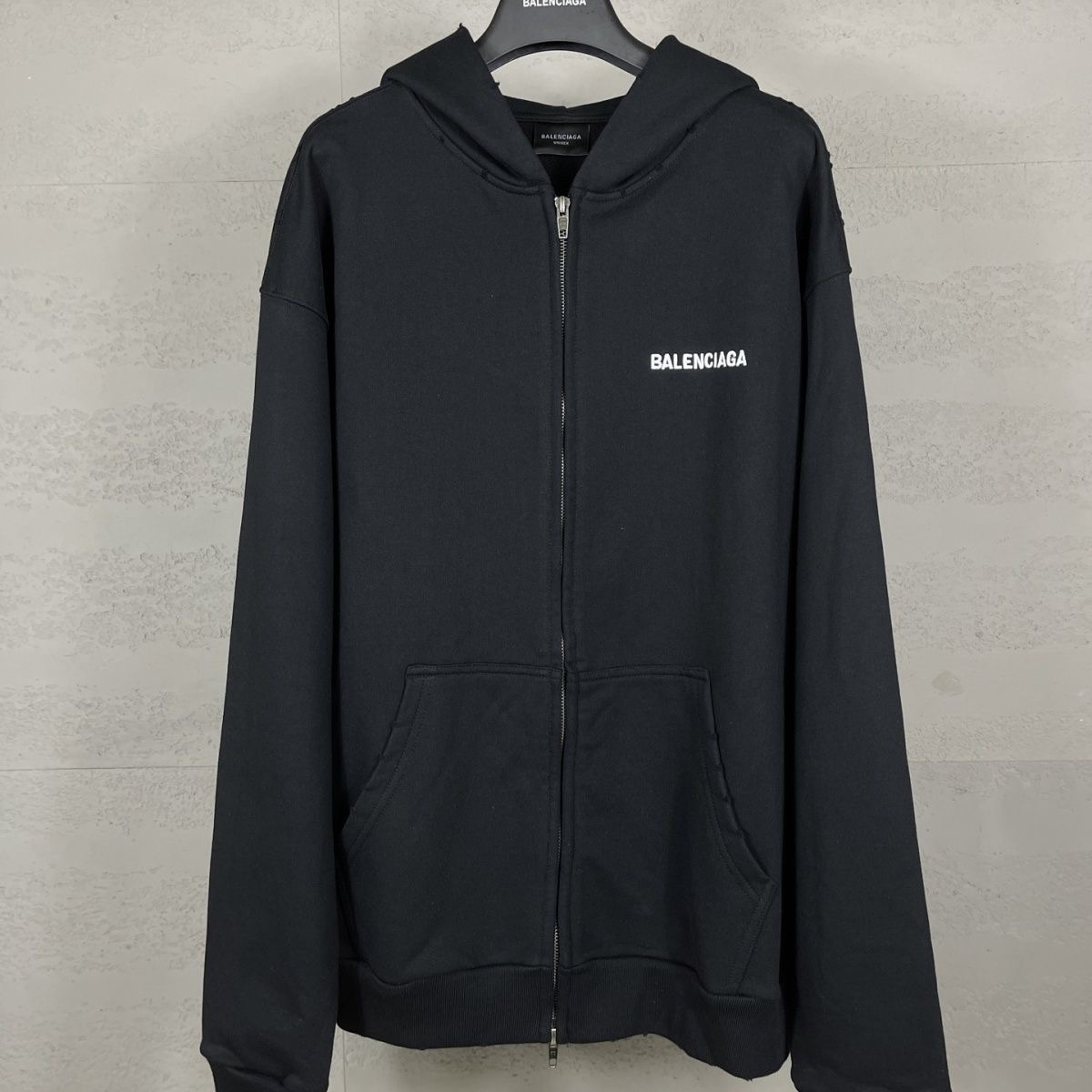 Balenciaga embroidered logo hooded zip-up jacket