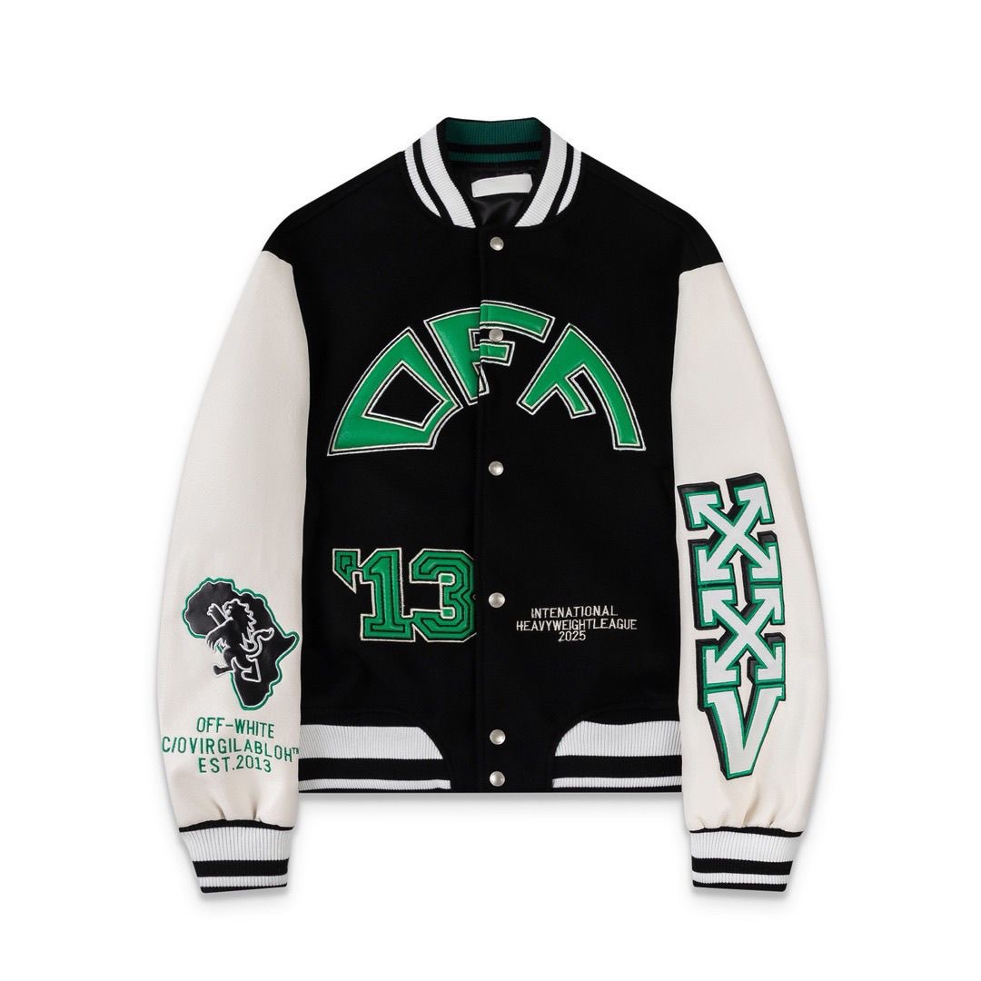 OFFwhite loose embroidered crocodile baseball jacket