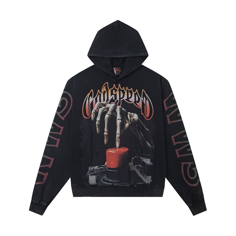 Godspeed American Retro Skeleton Washed Cotton Hoodie Street Loose Edition