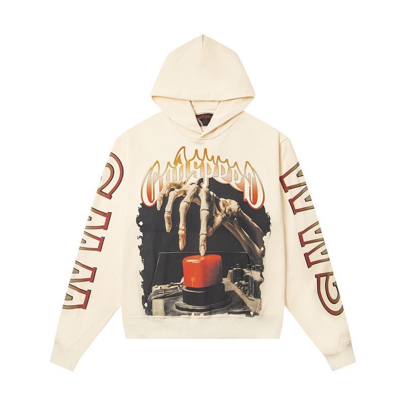 Godspeed American Retro Skeleton Washed Cotton Hoodie Street Loose Edition