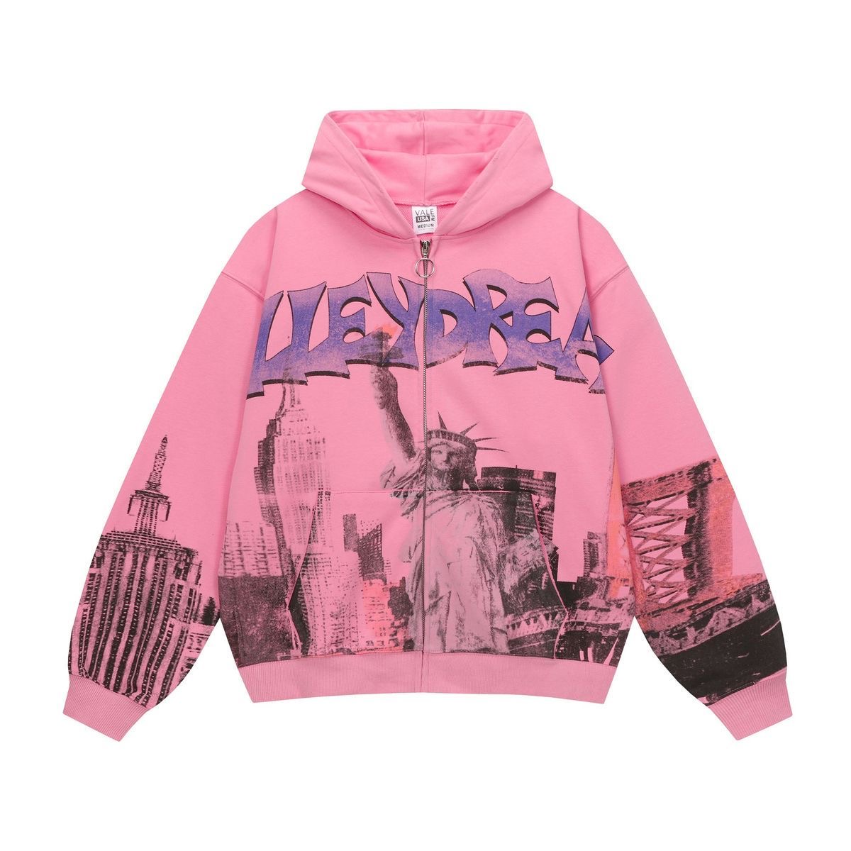 Vale washed retro American washed pure cotton hooded sweatshirt with loose fit and high quality