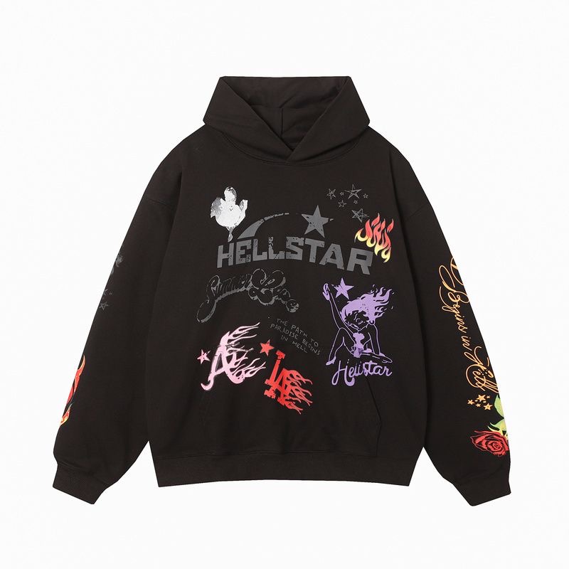 Hellstar Graffiti Print Retro Loose Same Style Hoodie