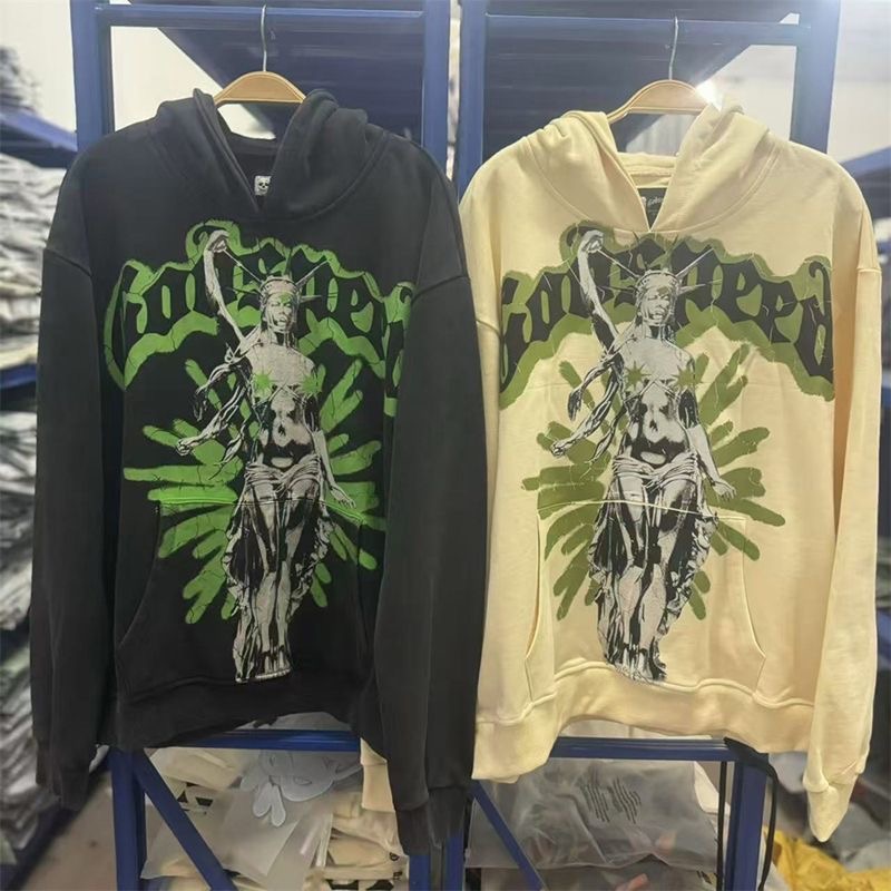 Godspeed Statue of Liberty Printed Loose Hoodie Hoodie Street Washed Outcoat