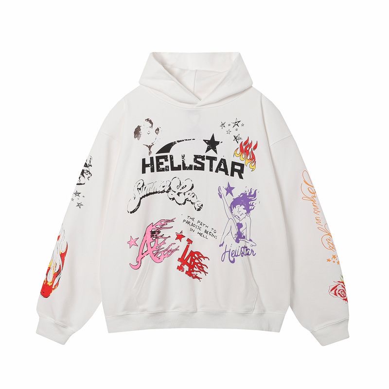 Hellstar Graffiti Print Retro Loose Same Style Hoodie