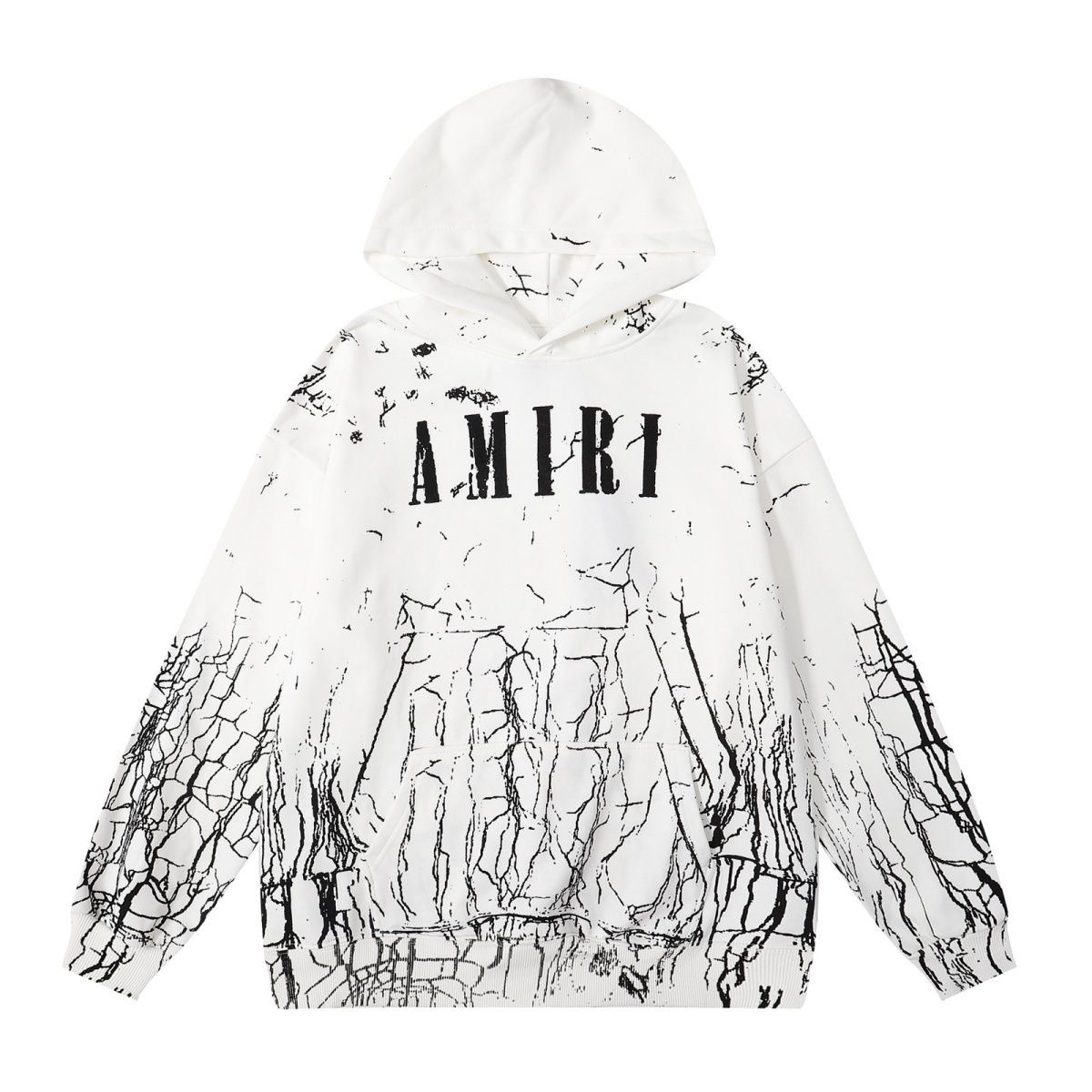 Cross border Amiri crack classic letter print 260g loose hooded sweatshirt jacket for men