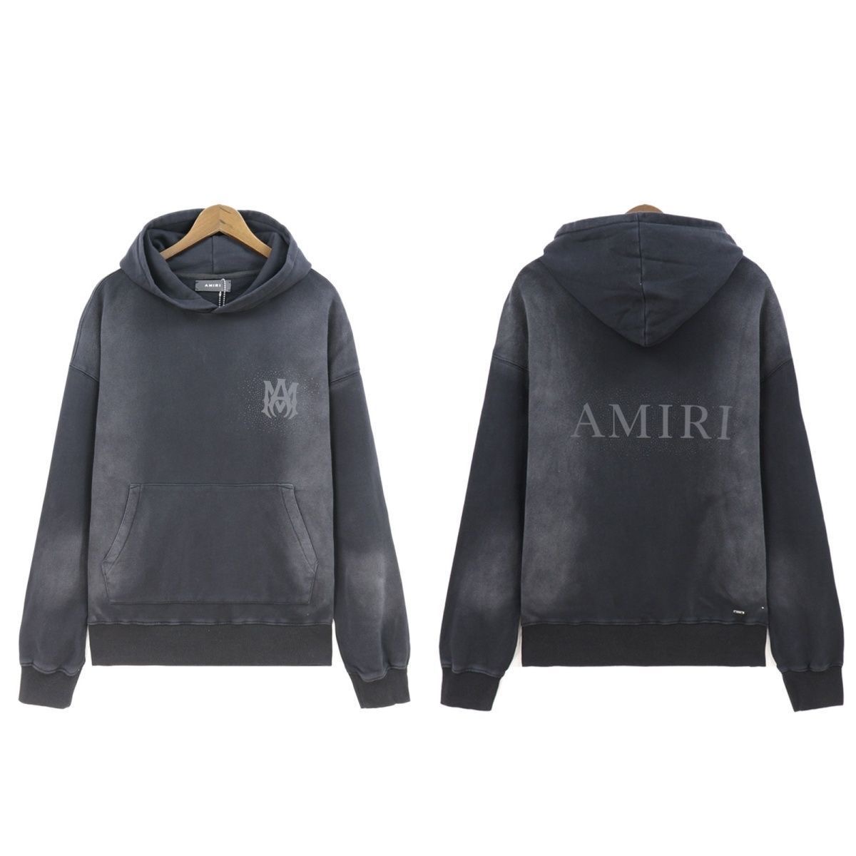 Amiri hot stamping printing, washing water for aging, high-quality pure cotton looped hoodie, loose hoodie