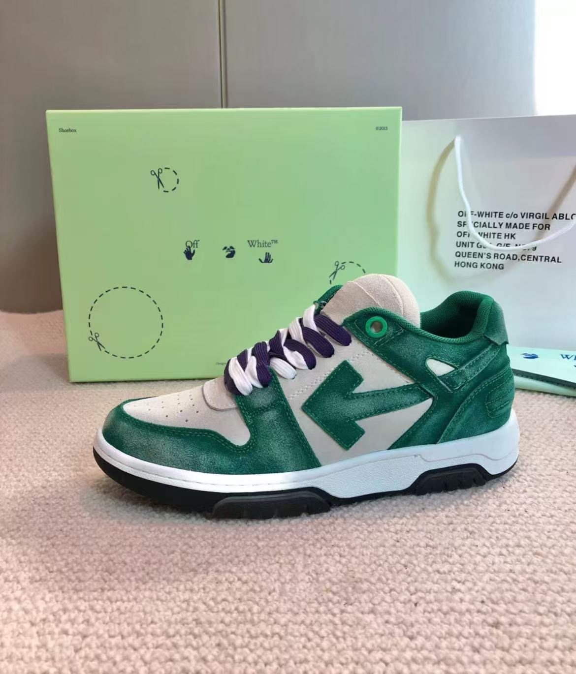 Offwhite green sports shoes board shoes