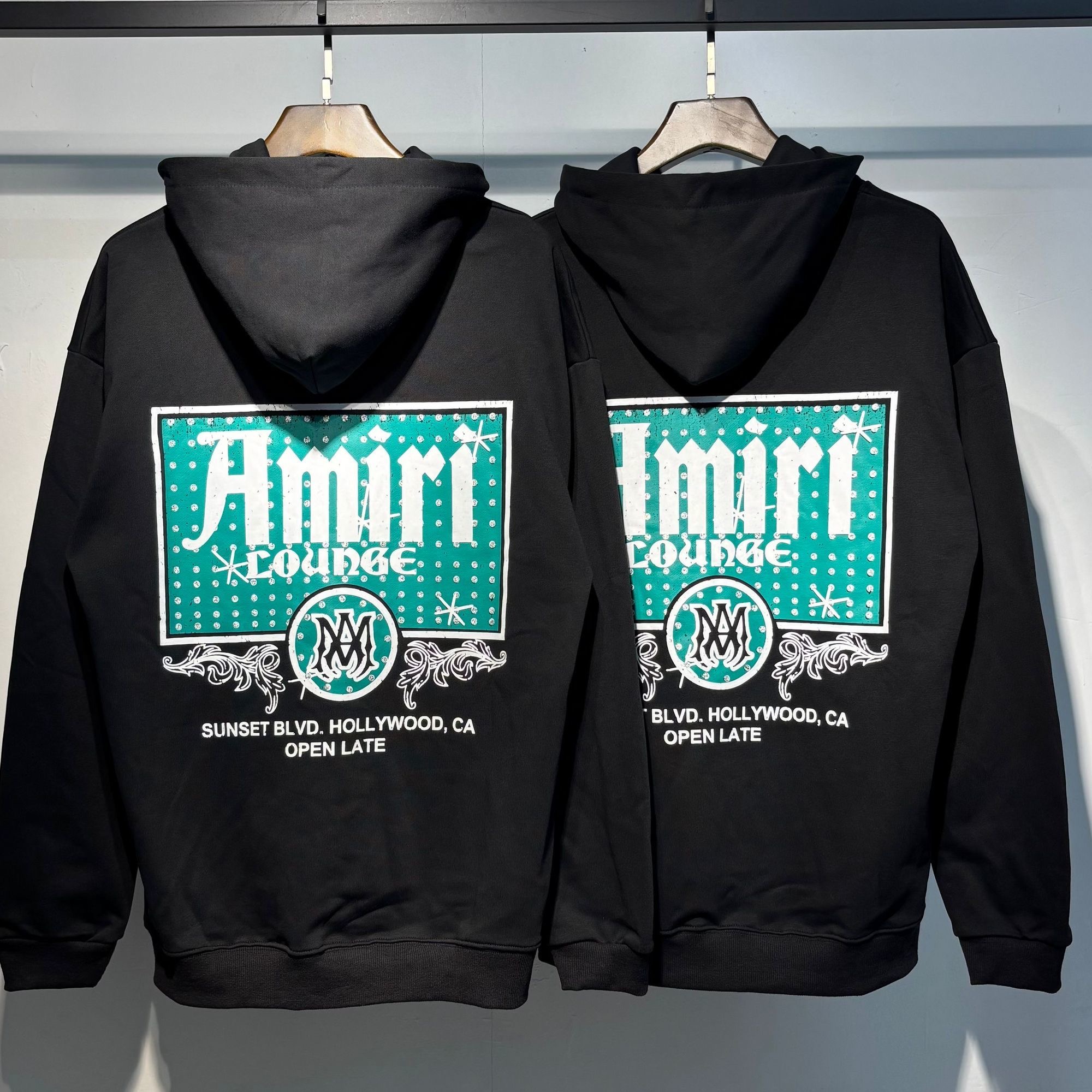 Amiri 2025 letter logo printed heavyweight looped loose couple hooded sweatshirt