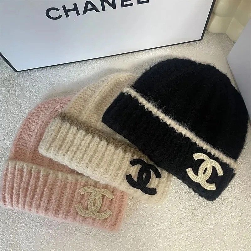Knitted Hat Korean Version Double C Versatile Ear Protection Big Head Warm Cold Hat Thick Loose Knitted Soft Baotou Hat