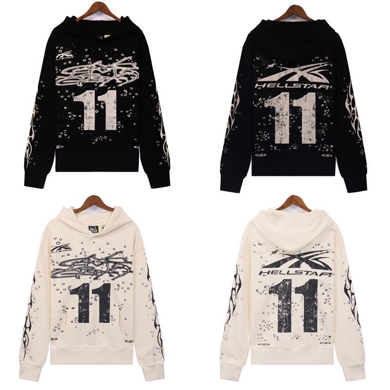 Hellsta Hellstar Alphabet Graffiti Printed Hoodie American Curly Hoodie