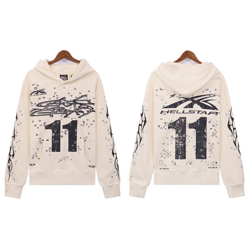 Hellsta Hellstar Alphabet Graffiti Printed Hoodie American Curly Hoodie