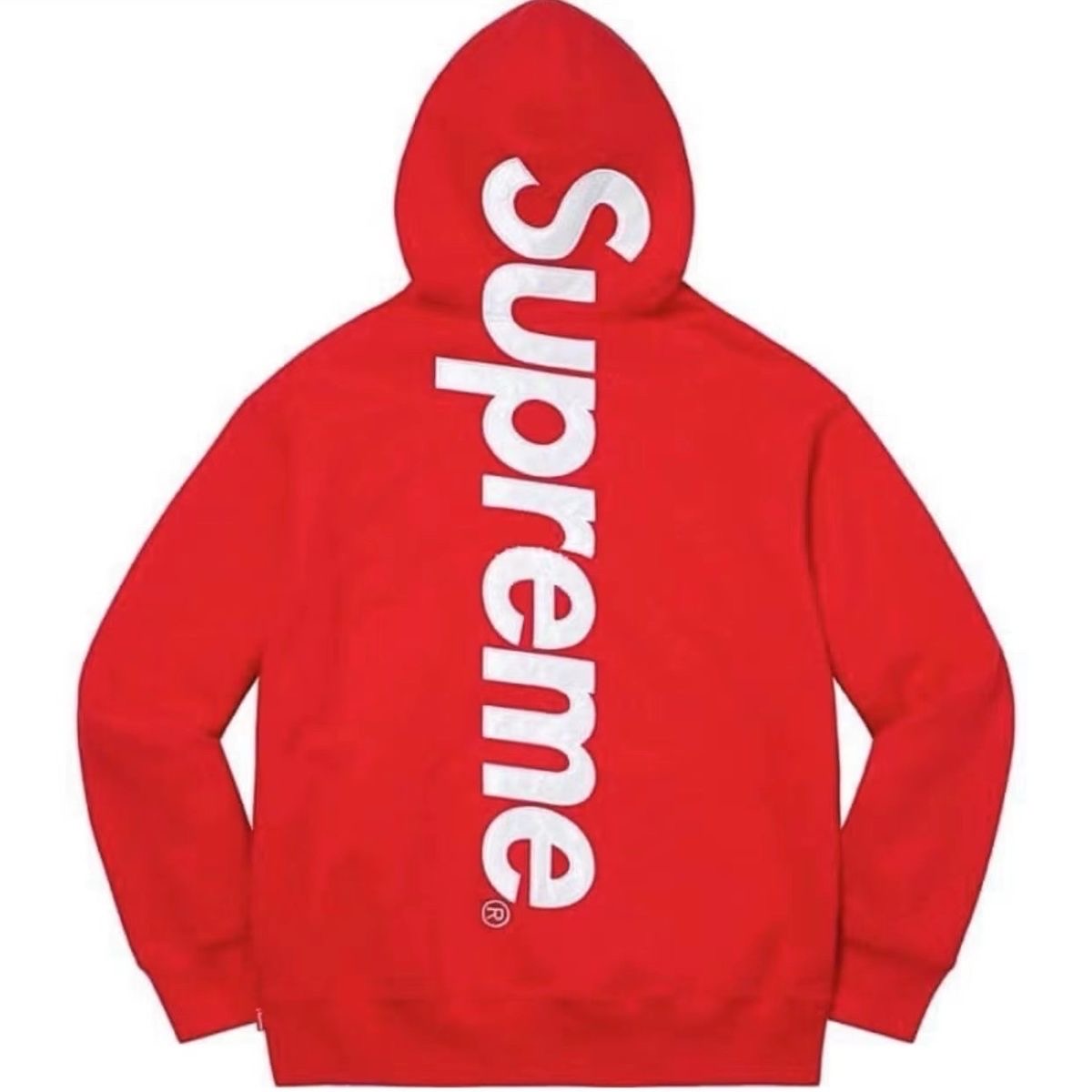 Sup style BOX logo with embroidered fabric and plush hoodie on the back