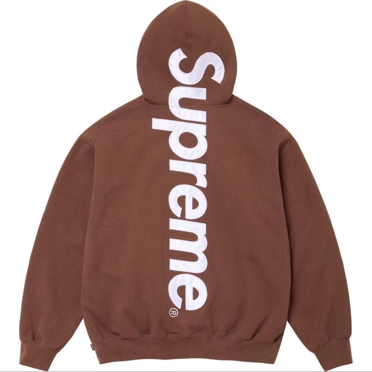 Sup style BOX logo with embroidered fabric and plush hoodie on the back