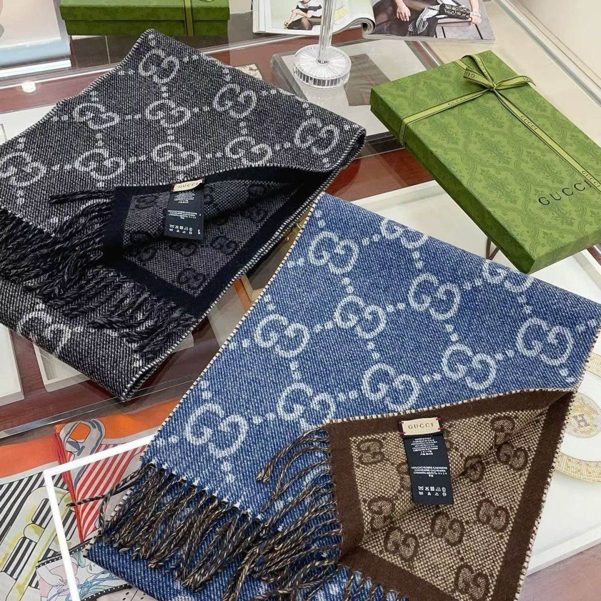 Cowboy double-sided letter warm thick wool tassel shawl scarf versatile scarf dual-use