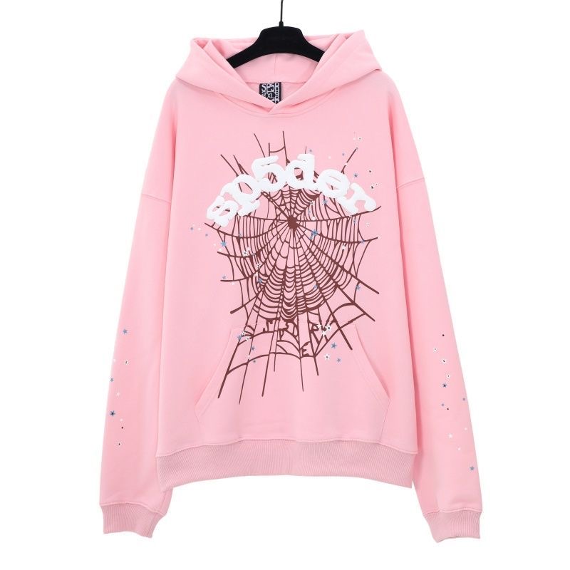 Sp5der 555555 Spider Web Foam Letter Printed Woolen Hoop Hoodie Hoodie