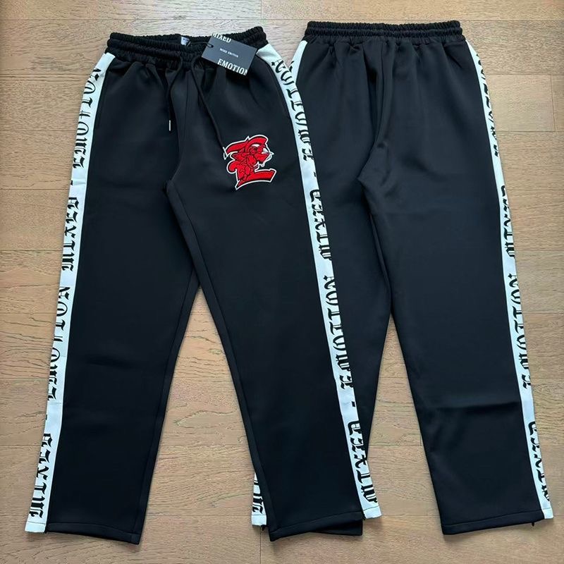Mixed EMOTION Embroidered Jacket, Sports Straight Pants Set, Men's