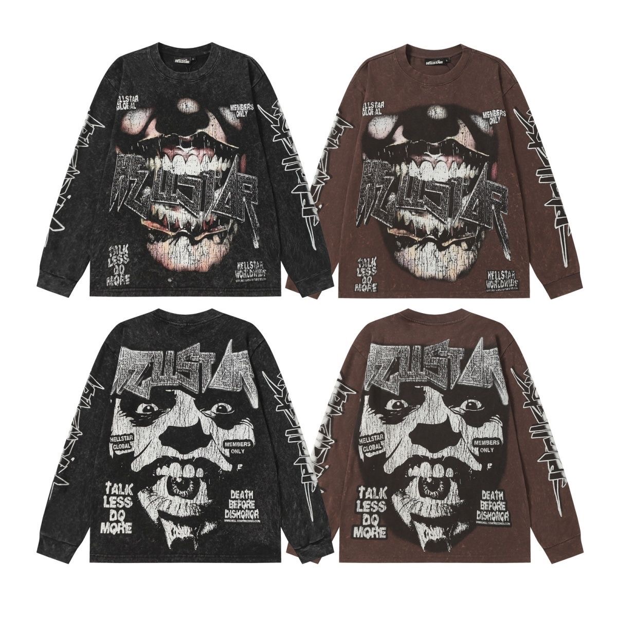 Hellstar Retro Washed Old Long sleeved T-shirt for Men in Foreign Trade