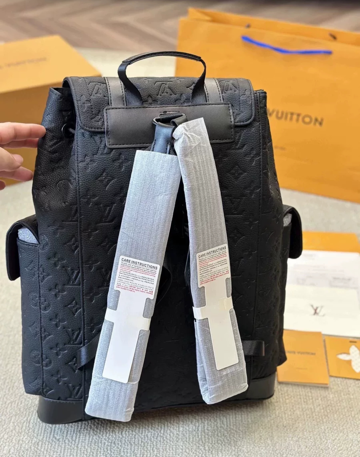 LV Classic Logo Backpack Black