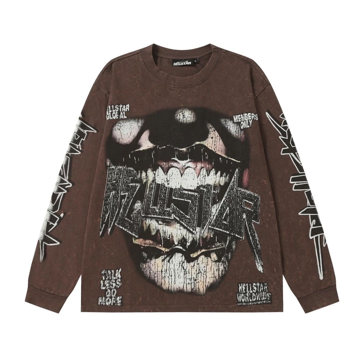 Hellstar Retro Washed Old Long sleeved T-shirt for Men in Foreign Trade