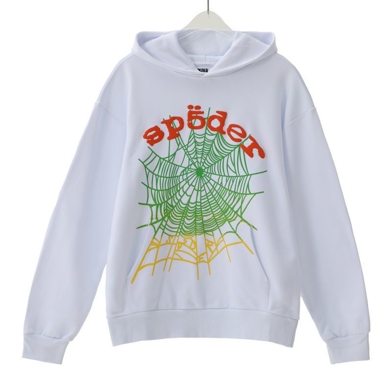 American Sp5der spider web foam letter print European and American hooded sweatshirt