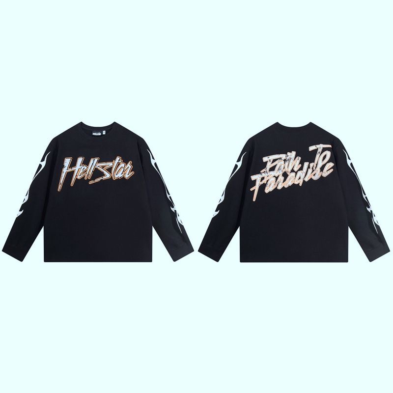 Hellstar waffle long sleeved letter printed foreign trade Hellstar base shirt t-shirt