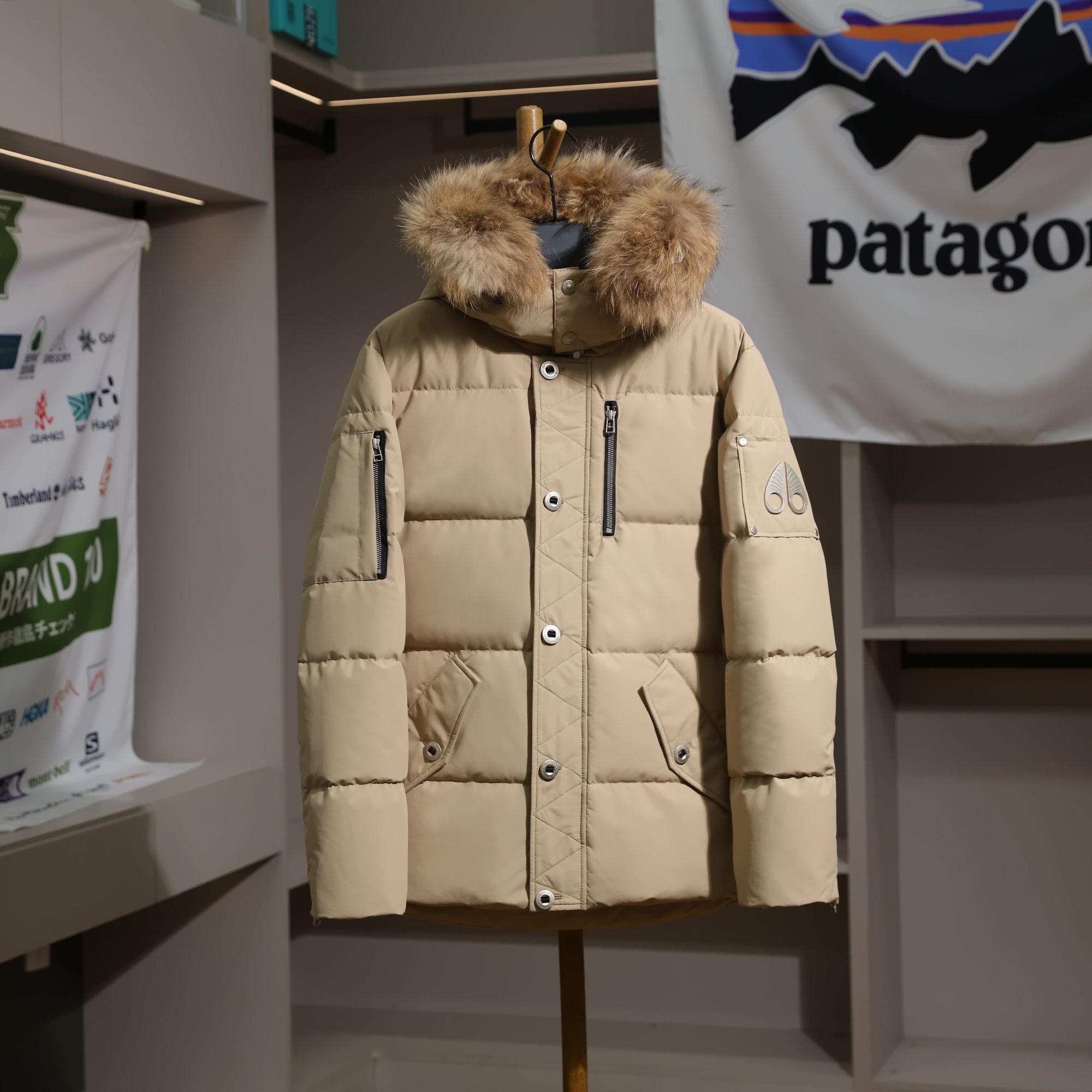 Moose Knuckles real fur collar thickened warm 90 white duck down hooded down jacket