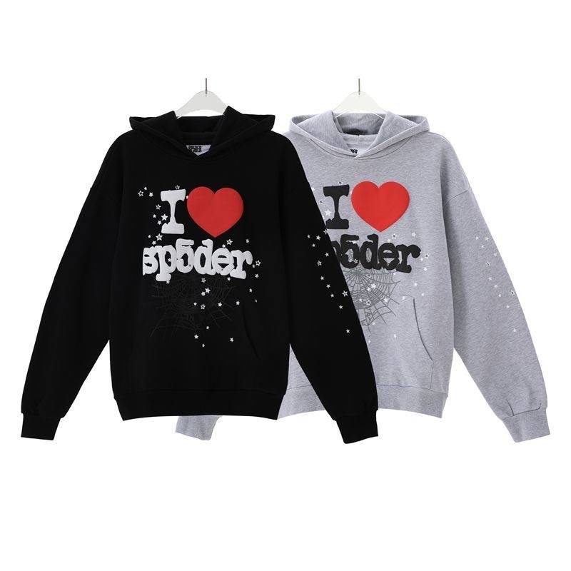 Sp5der Spider Web Foam Printed Hoodie for Men