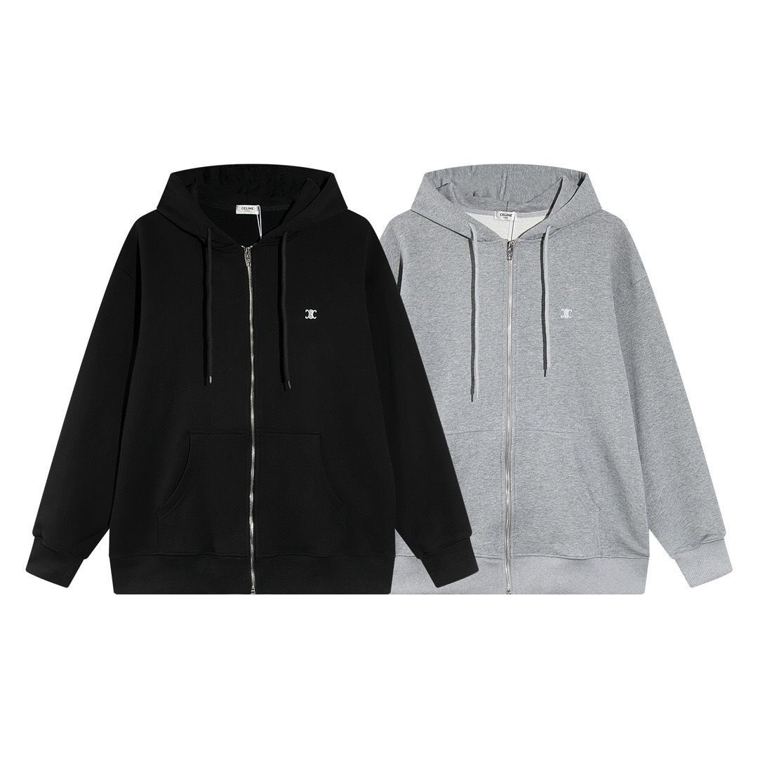 Celine Zipper Hooded Cardigan Hoodie Jacket Top Luxury Korean Edition