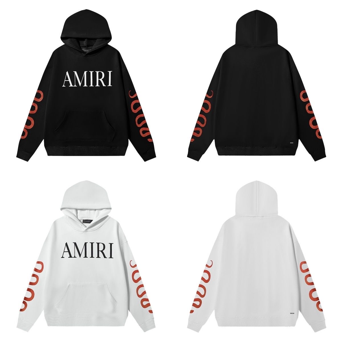 Light luxury Amir1 Amiri arm red snake print high weight looped hoodie hoodie for students