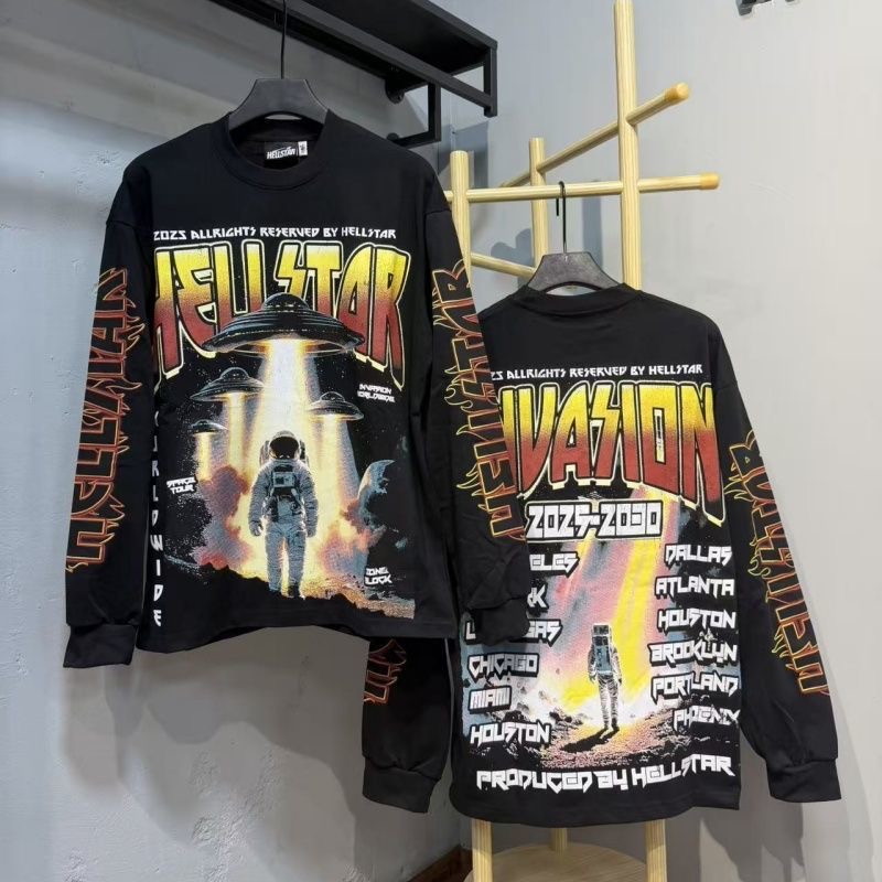 Hellsta Hellstar Street Retro Printed Base Long Sleeve T-shirt Trendy