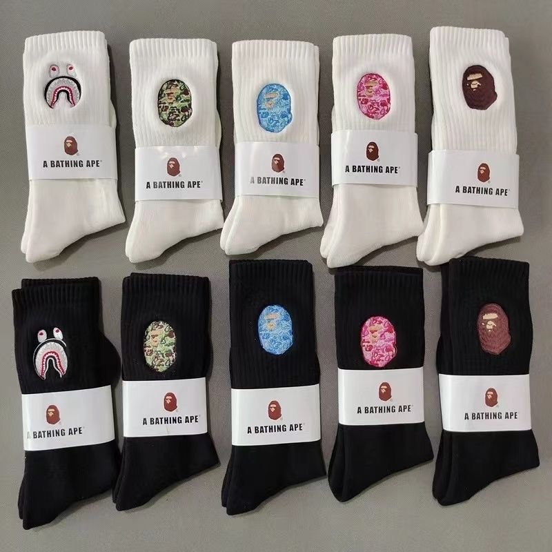 Japanese Bape Ape Head Towel Bottom Milard High Barrel Ape Man Sports Thick High Tide Socks