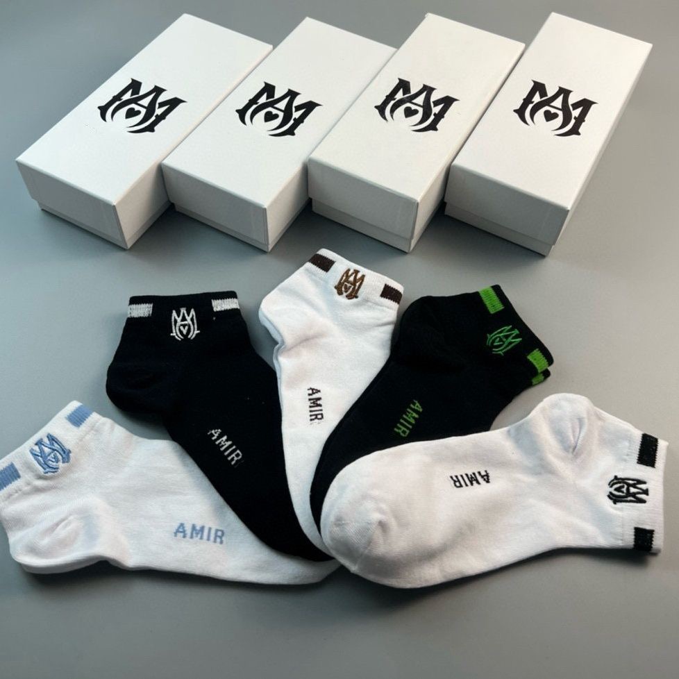 AMIRI popular couple mid tube socks, sports basketball socks, long tube boxed trendy socks