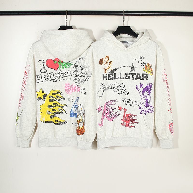 Fashion white with colorful printing hoodie