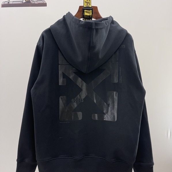 1:1 Version Black Tape Letters Zipper Hoodie Black