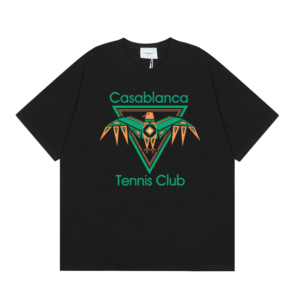 Green letters tennis club graffic printed tshirt